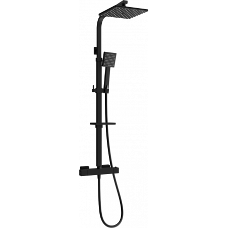 Mexen CQ45 surface-mounted shower set with rain shower and thermostatic faucet, black - 772504595-70