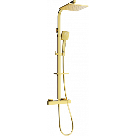 Mexen CQ45 exposed shower set with overhead shower and thermostatic faucet, gold - 772504595-50