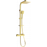 Mexen CQ45 exposed shower set with overhead shower and thermostatic faucet, gold - 772504595-50
