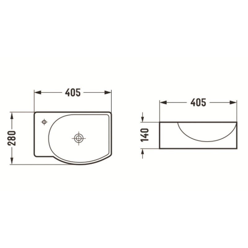 Mexen Mista right countertop washbasin 40 x 28 cm, white - 22174000R