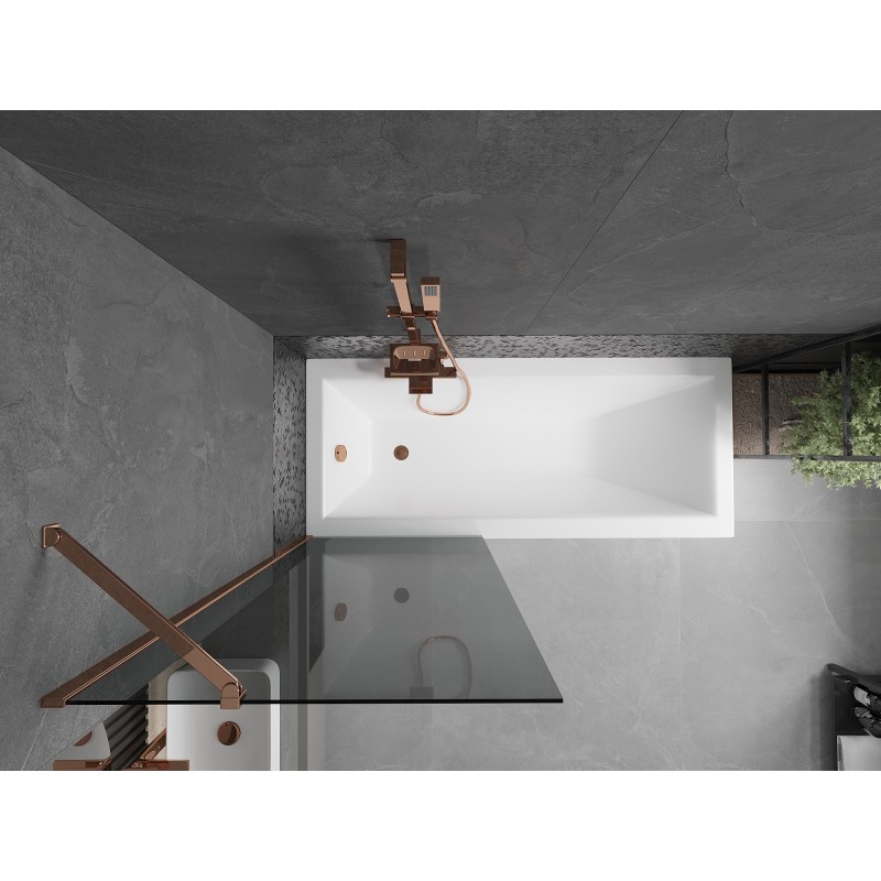 Mexen Next 1-pane bathtub screen 70 x 150 cm, graphite, rose gold - 895-070-000-00-40-60