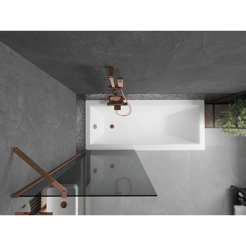 Mexen Next 1-panel bathtub screen 70 x 150 cm, graphite, rose gold - 895-070-000-00-40-60