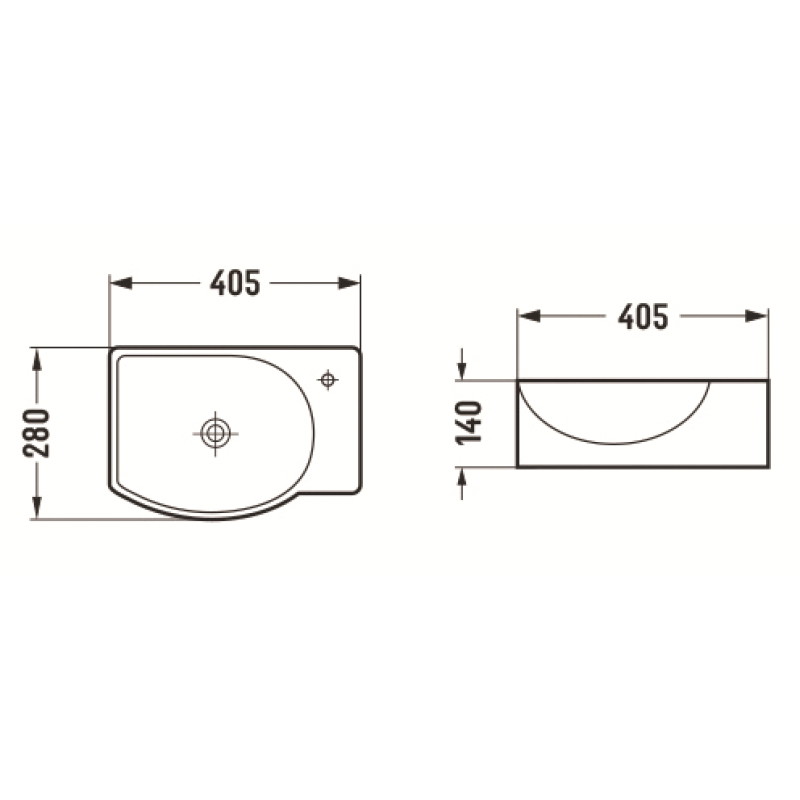 Mexen Mista countertop washbasin left 40 x 28 cm, black matte - 22174085L