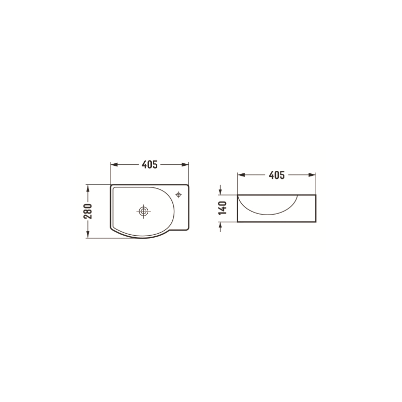 Mexen Mista left counter-top washbasin 40 x 28 cm, black matte - 22174085L
