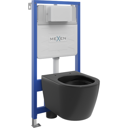 Mexen Carmen WC Concealed Set Fenix Slim Frame with Toilet Bowl, Black Matte - 6103388XX85