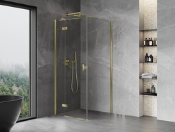 Mexen Mist-H T Pivot Shower Enclosure Left 70 x 70 cm, Transparent, Gold - 8A5T-070-070-50-00-L