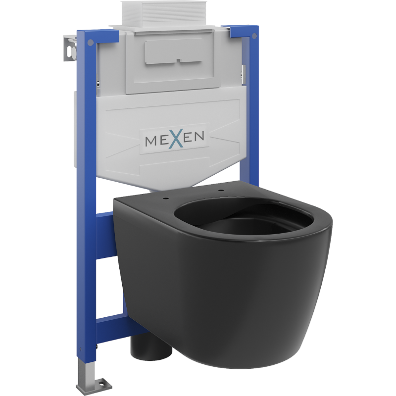 Mexen Fenix XS-U Concealed Toilet Set with Carmen Black Matt Toilet Bowl - 6853388XX85