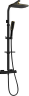 Mexen CQ49 exposed shower set with rain shower and thermostatic faucet, black/gold - 772504995-75