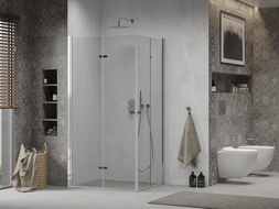 Mexen Lima Duo folding shower cubicle 100 x 80 cm, Transparent, Chrome - 856-100-080-02-00