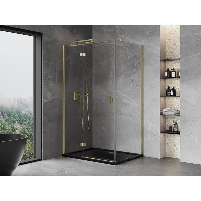 Mexen Mist-H T left hinged shower cabin 75 x 95 cm, transparent, gold - 8A5T-075-095-50-00-L
