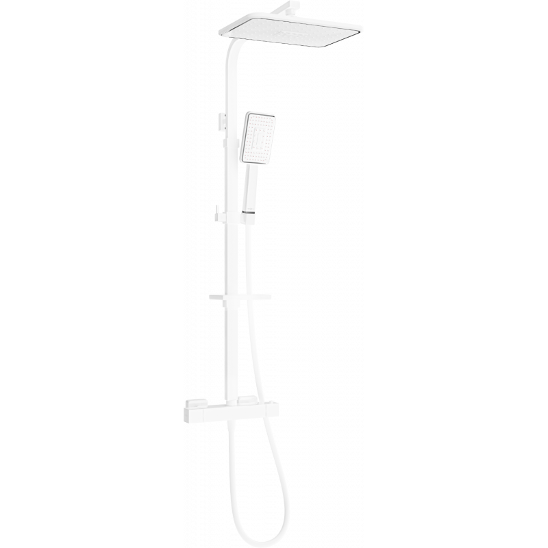 Mexen CQ54 exposed shower set with rain shower and thermostatic mixer, white/chrome - 772505495-21
