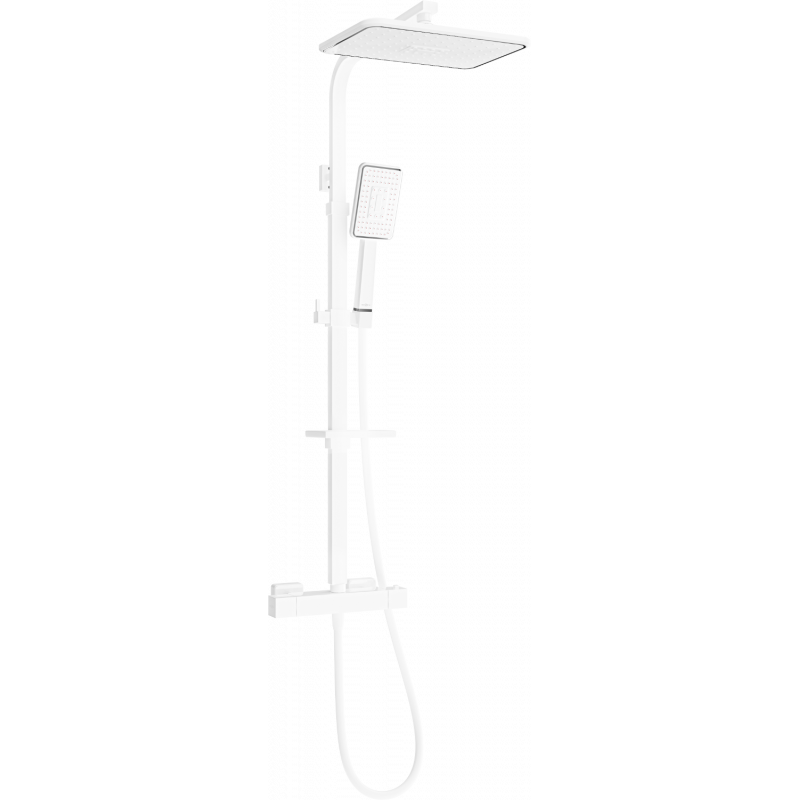 Mexen CQ54 surface-mounted shower set with showerhead and thermostatic mixer, white/chrome - 772505495-21