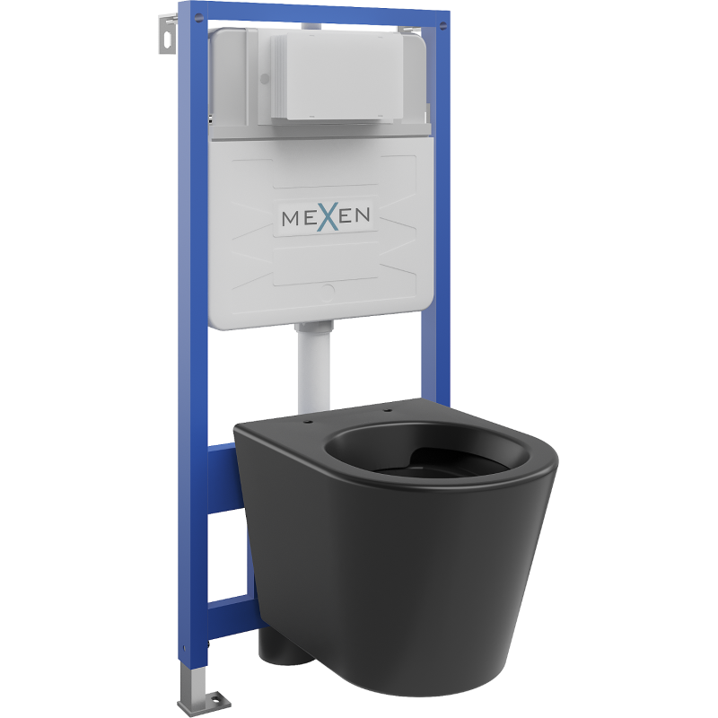 Mexen flush-mount Felix Slim toilet frame and bowl set Rico, Black matt - 6103372XX85
