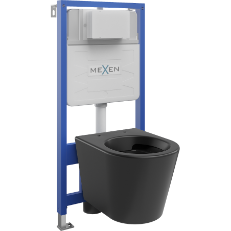 Mexen flush-mount Felix Slim toilet frame and bowl set Rico, Black matt - 6103372XX85