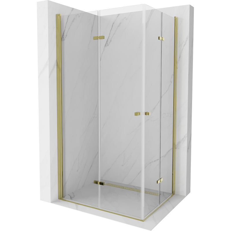 Mexen Lima Duo folding shower cubicle 80 x 70 cm, Transparent, Gold - 856-080-070-50-00-02