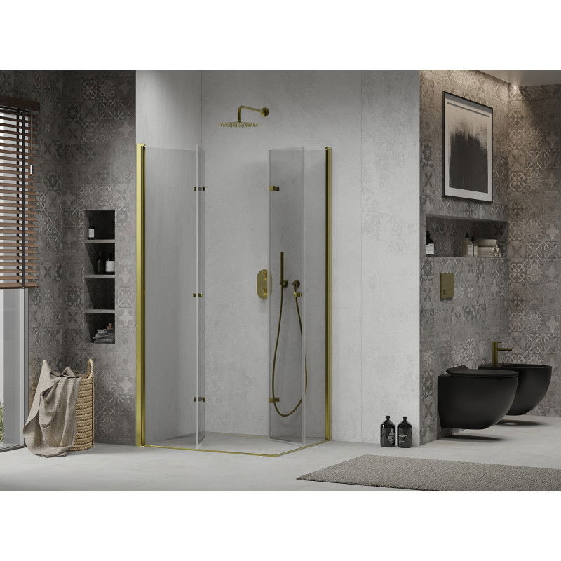 Mexen Lima Duo Folding Shower Cabin 80 x 70 cm, Transparent, Gold - 856-080-070-50-00-02