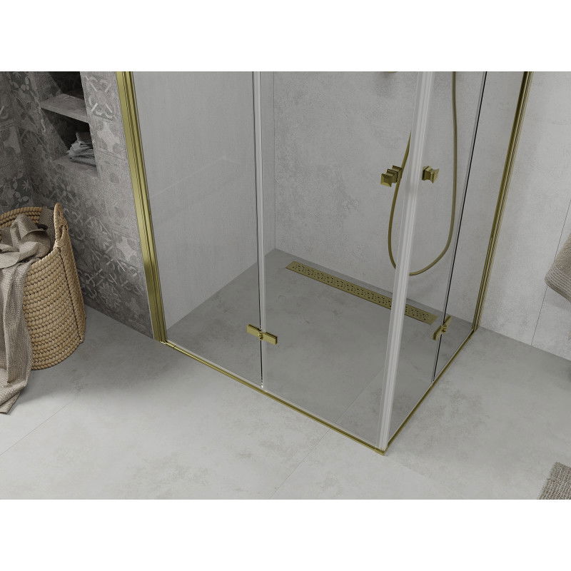 Mexen Lima Duo Folding Shower Cabin 80 x 70 cm, Transparent, Gold - 856-080-070-50-00-02