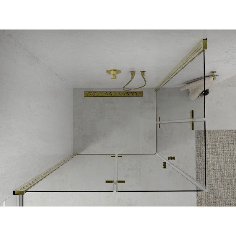 Mexen Lima Duo Folding Shower Cabin 80 x 70 cm, Transparent, Gold - 856-080-070-50-00-02