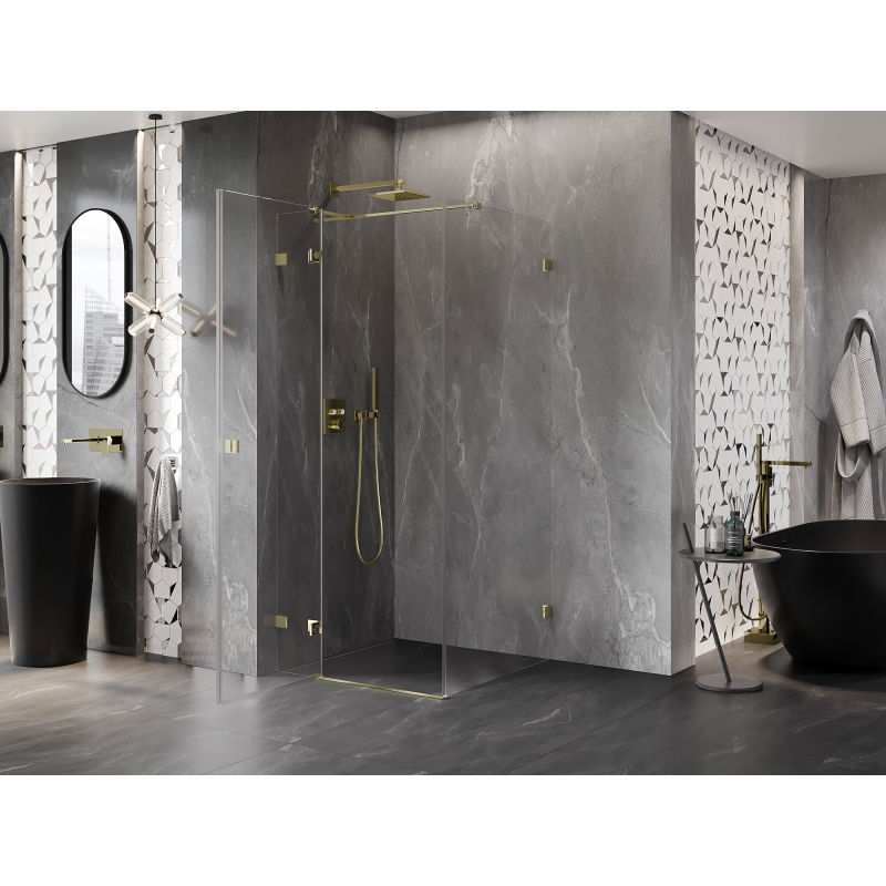 Mexen Lunar T left hinged shower cabin 80 x 80 cm, transparent, gold - 834T-080-080-50-00-L