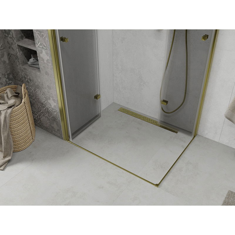 Mexen Lima Duo Folding Shower Cabin 80 x 70 cm, Transparent, Gold - 856-080-070-50-00-02