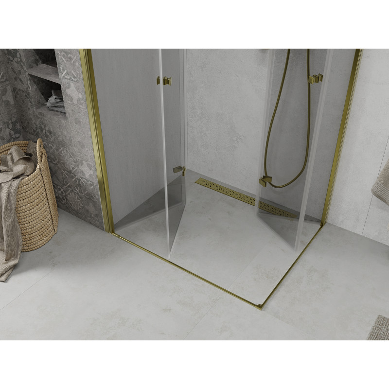 Mexen Lima Duo Folding Shower Cabin 90 x 80 cm, Transparent, Gold - 856-090-080-50-00-02
