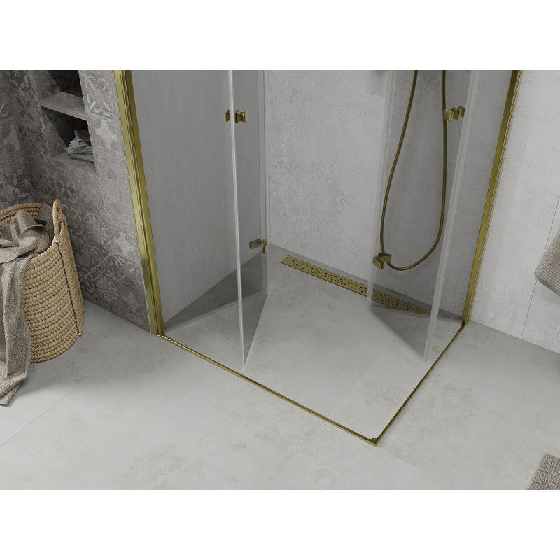 Mexen Lima Duo shower enclosure folding 90 x 80 cm, transparent, gold - 856-090-080-50-00-02