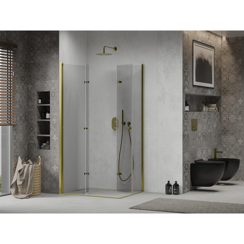 Mexen Lima Duo Folding Shower Cabin 90 x 80 cm, Transparent, Gold - 856-090-080-50-00-02