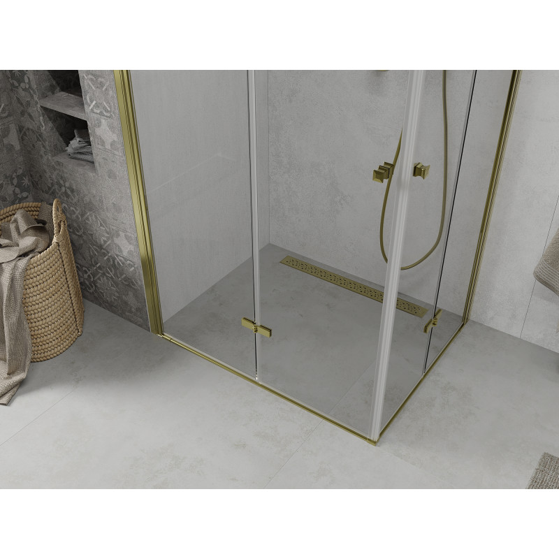 Mexen Lima Duo Folding Shower Cabin 90 x 80 cm, Transparent, Gold - 856-090-080-50-00-02