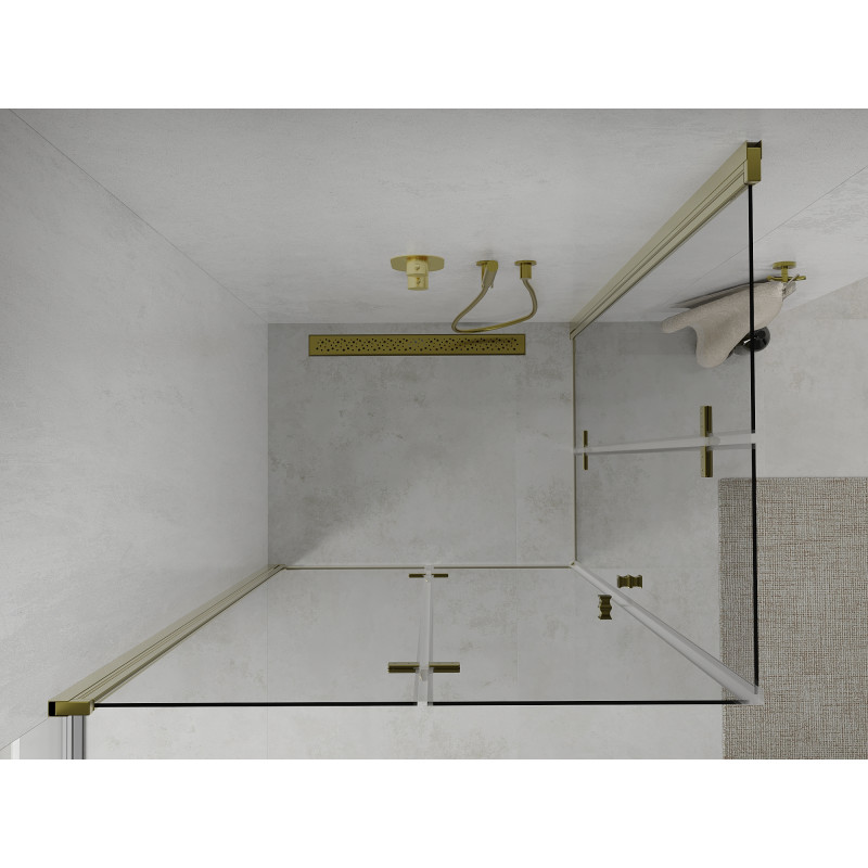Mexen Lima Duo Folding Shower Cabin 90 x 80 cm, Transparent, Gold - 856-090-080-50-00-02