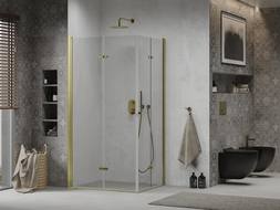 Mexen Lima Duo Folding Shower Cabin 90 x 80 cm, Transparent, Gold - 856-090-080-50-00-02