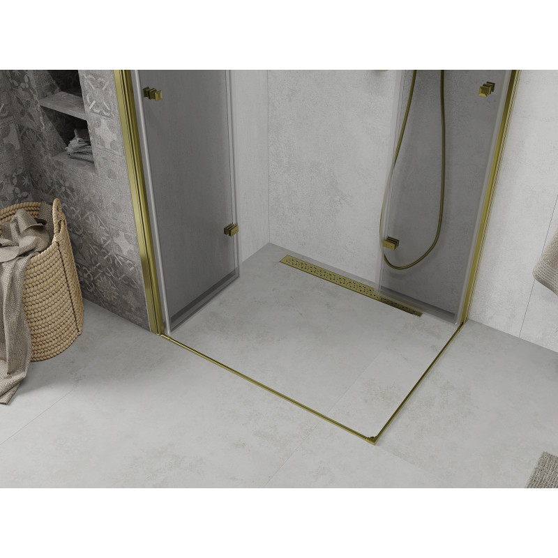 Mexen Lima Duo Folding Shower Cabin 90 x 80 cm, Transparent, Gold - 856-090-080-50-00-02