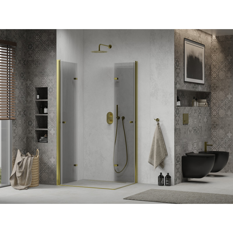 Mexen Lima Duo Folding Shower Cabin 90 x 80 cm, Transparent, Gold - 856-090-080-50-00-02
