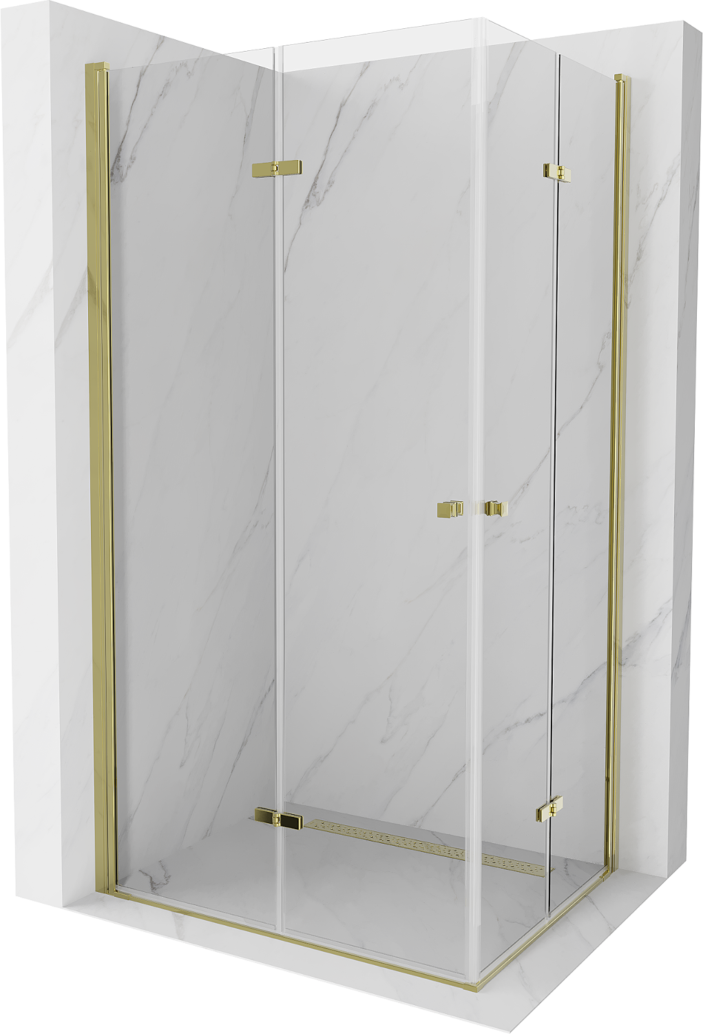 Mexen Lima Duo folding shower cubicle 100 x 90 cm, Transparent, Gold - 856-100-090-50-00-02