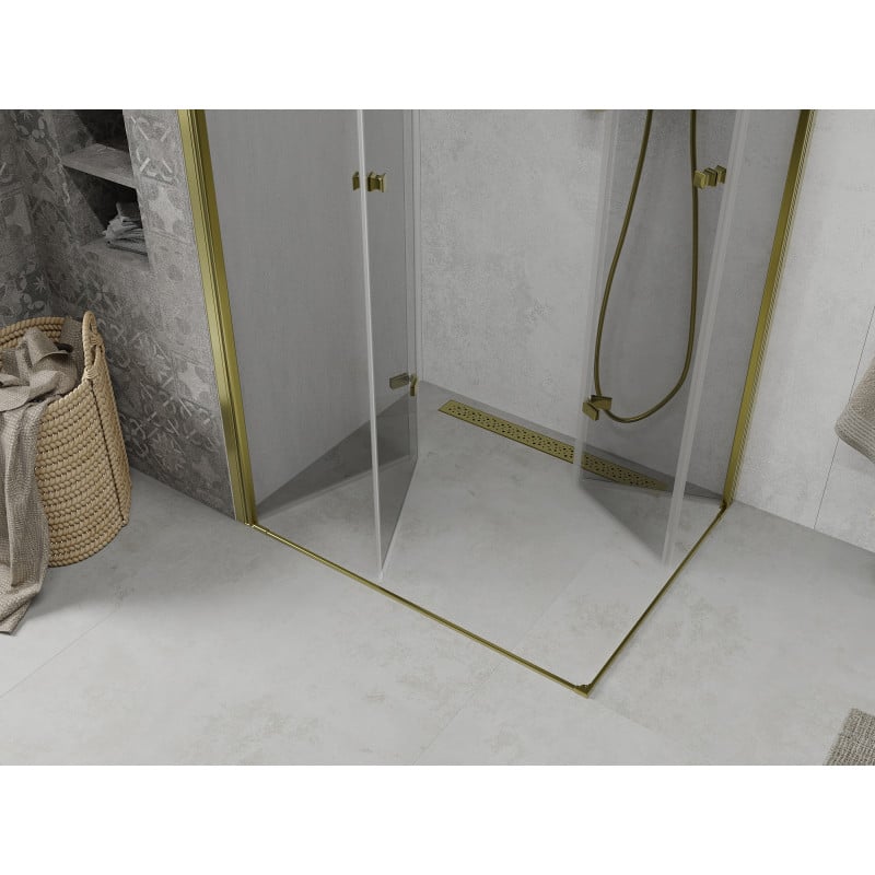 Mexen Lima Duo folding shower cabin 100 x 90 cm, transparent, gold - 856-100-090-50-00-02