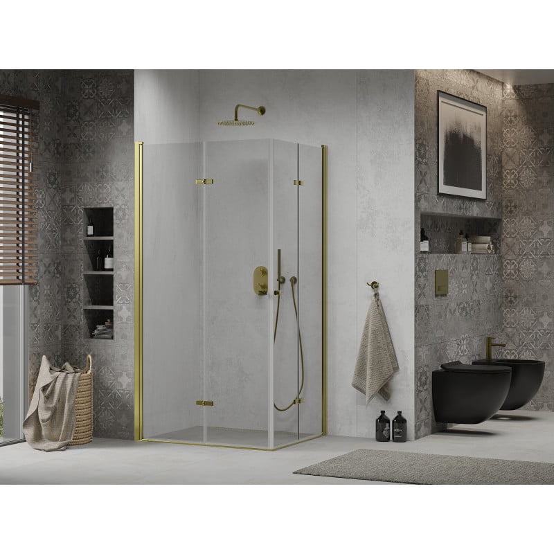 Mexen Lima Duo folding shower cabin 100 x 90 cm, transparent, gold - 856-100-090-50-00-02