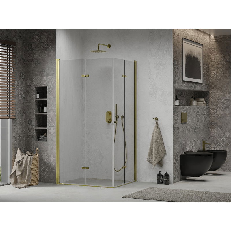 Mexen Lima Duo folding shower enclosure 100 x 90 cm, transparent, gold - 856-100-090-50-00-02