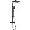 Mexen CQ54 surface-mounted shower set with a rainmaker and thermostatic mixer tap, Black/Chrome - 772505495-71