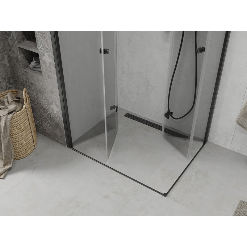 Mexen Lima Duo folding shower cabin 90 x 80 cm, transparent, black - 856-090-080-70-00-02