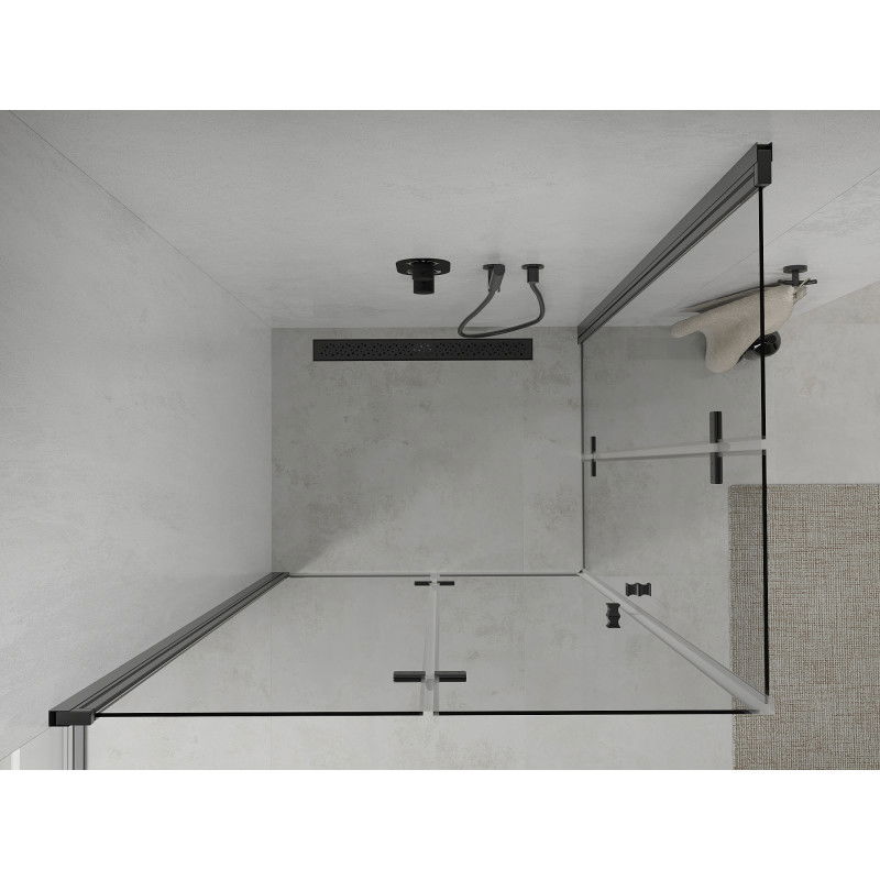 Mexen Lima Duo folding shower cabin 90 x 80 cm, transparent, black - 856-090-080-70-00-02