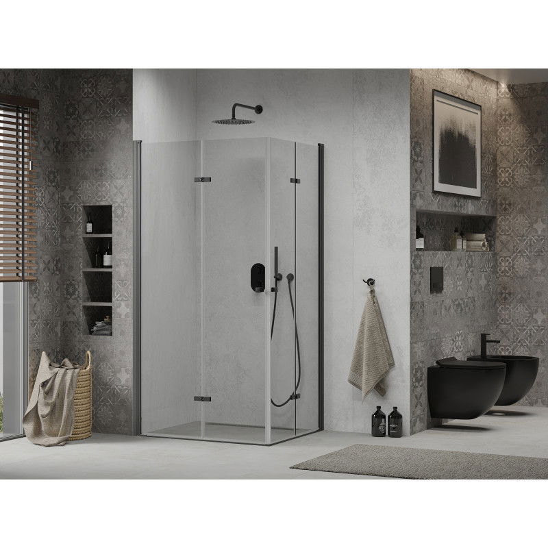 Mexen Lima Duo folding shower cabin 90 x 80 cm, transparent, black - 856-090-080-70-00-02
