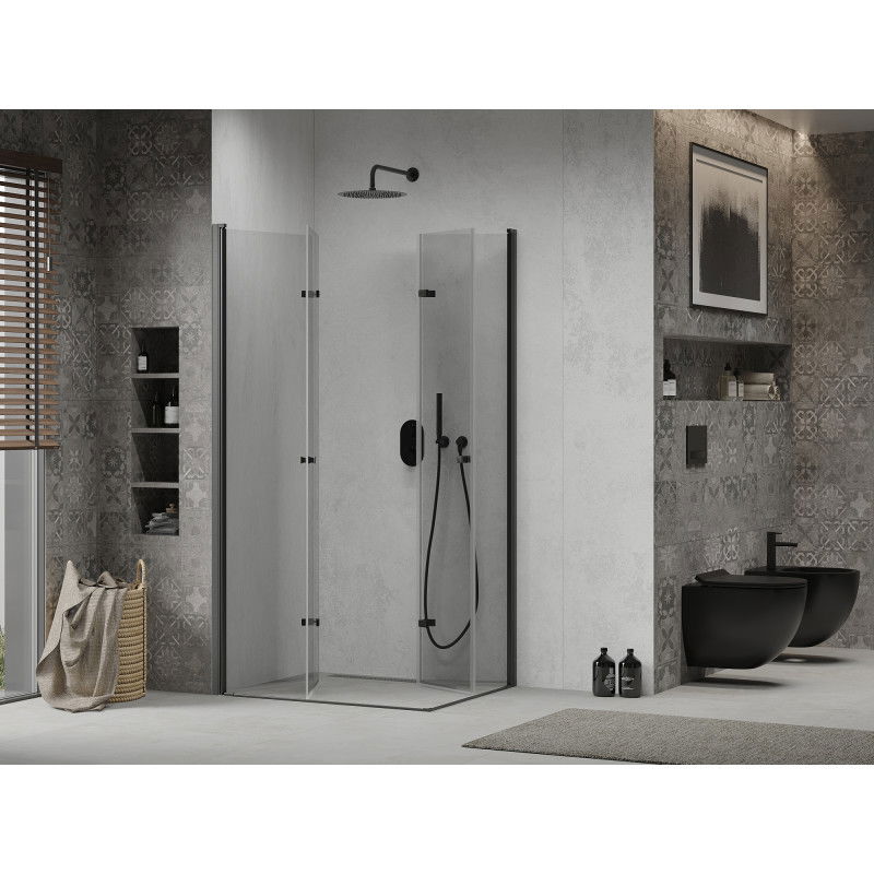 Mexen Lima Duo 100 x 90 cm Folding Shower Enclosure, Transparent, Black - 856-100-090-70-00-02