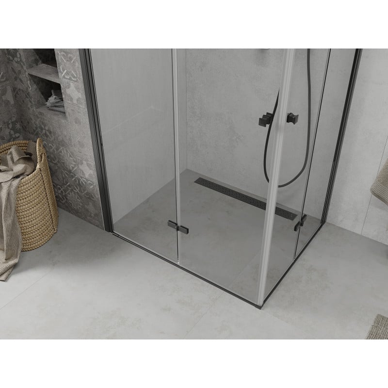 Mexen Lima Duo 100 x 90 cm Folding Shower Enclosure, Transparent, Black - 856-100-090-70-00-02