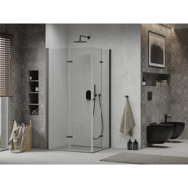 Mexen Lima Duo 100 x 90 cm Folding Shower Enclosure, Transparent, Black - 856-100-090-70-00-02