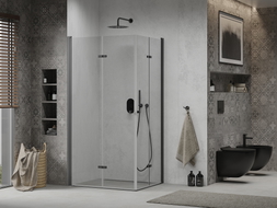 Mexen Lima Duo folding shower cabin 100 x 90 cm, transparent, black - 856-100-090-70-00-02