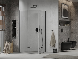 Mexen Lima Duo folding shower cubicle 100 x 90 cm, Transparent, Black - 856-100-090-70-00-02