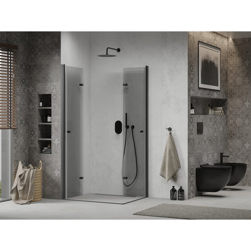 Mexen Lima Duo folding shower cabin 100 x 90 cm, transparent, black - 856-100-090-70-00-02