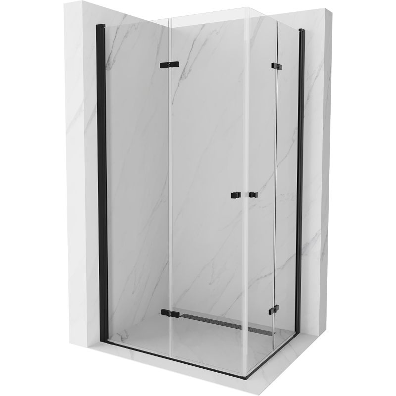 Mexen Lima Duo 100 x 90 cm Folding Shower Enclosure, Transparent, Black - 856-100-090-70-00-02
