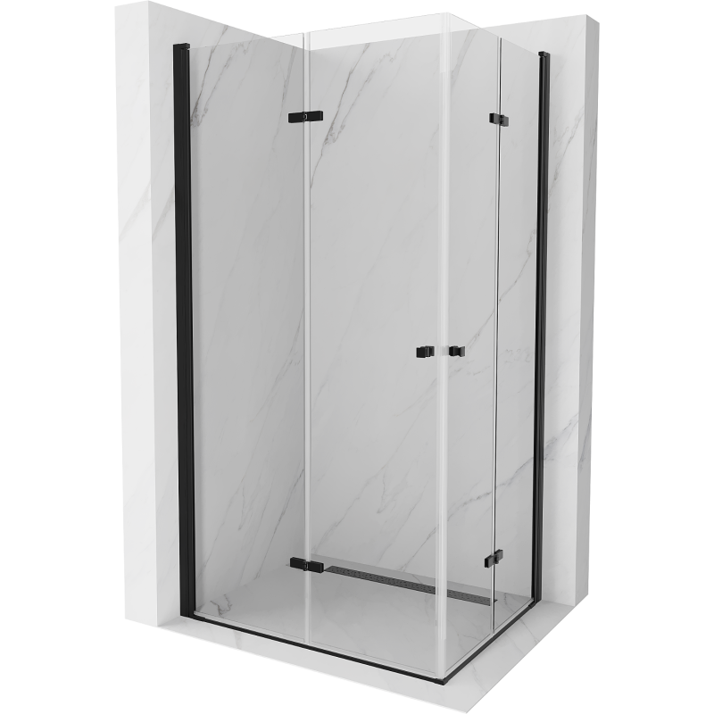 Mexen Lima Duo folding shower cubicle 100 x 90 cm, Transparent, Black - 856-100-090-70-00-02