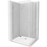 Mexen Lima Duo folding shower cubicle 80 x 70 cm, Transparent, Chrome + shower tray Flat - 856-080-070-01-02-4010