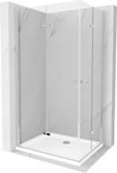 Mexen Lima Duo folding shower cubicle 80 x 70 cm, Transparent, Chrome + shower tray Flat - 856-080-070-01-02-4010